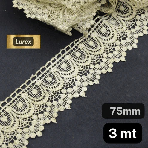 3 meters 75mm Lurex Lace - ACCESSOIRES LEDUC BV