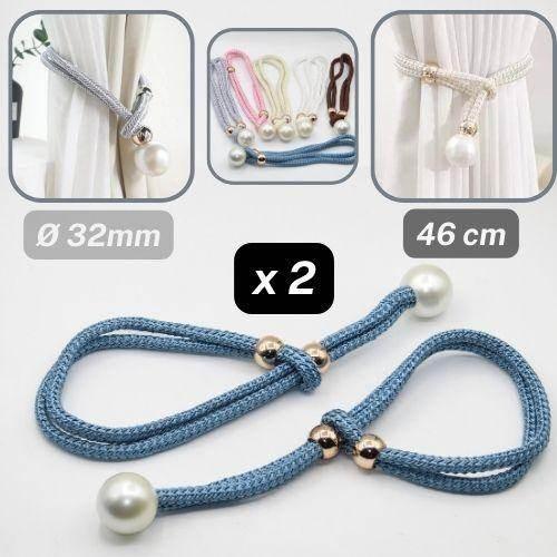 Pair of Tie Backs Finished with a Giant Pearl of 32mm Diameter. Adjustable to maintain the curtains a maximum diameter of 46cm #EMB05 - ACCESSOIRES LEDUC BV