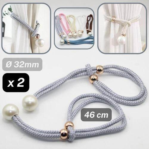 Pair of Tie Backs Finished with a Giant Pearl of 32mm Diameter. Adjustable to maintain the curtains a maximum diameter of 46cm #EMB05 - ACCESSOIRES LEDUC BV