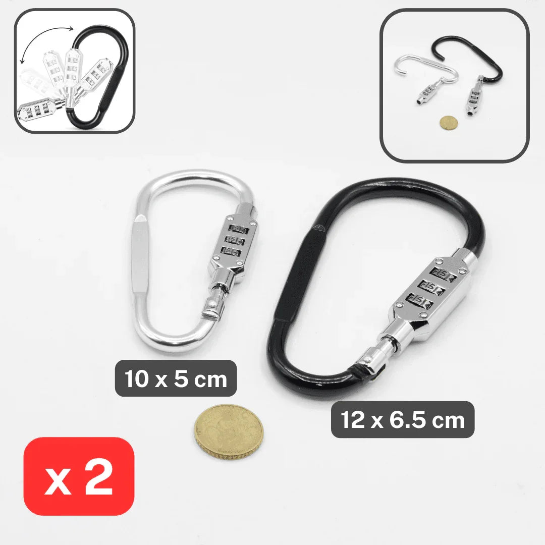 Set of 2 Lobster Buckles with Security Code #BME2xlock - ACCESSOIRES LEDUC BV