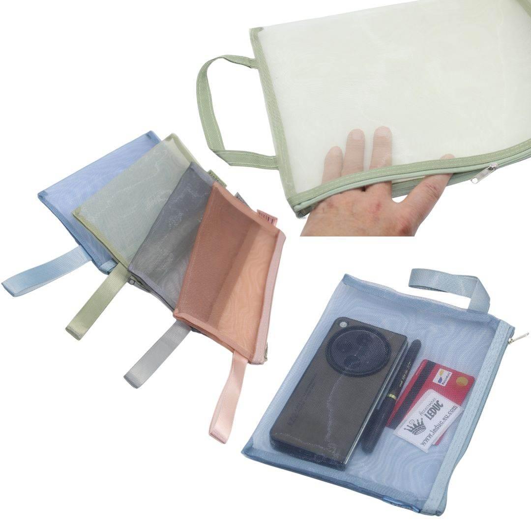 Deluxe Pouches with Zipper in Trasparent Fabric available in size A4, A5 or A6 - ACCESSOIRES LEDUC BV