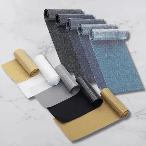 Set of 5 rolls of Iron on Denim or Fabric Repair Patch Rolls 5 COLOURS - 2 Options - ACCESSOIRES LEDUC BV