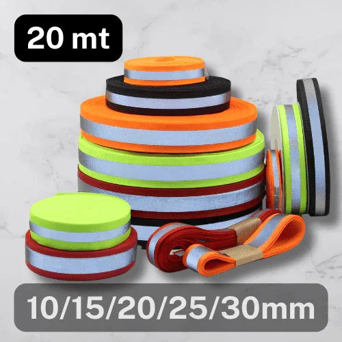 20 Meters of Gros Grain tape with Self Reflective Coating - 10 15 20 25 30mm #RUB1920 - ACCESSOIRES LEDUC BV
