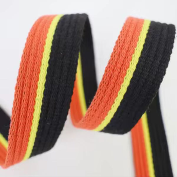 5 Meters 30mm Thick Striped Webbing Orange/Yellow/Black #RUB1968