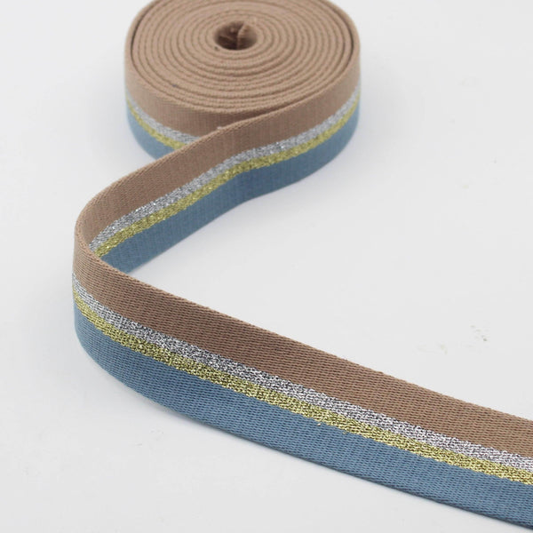 Classic Webbing 40mm with Gold + Silver Lurex Stripes 5/10/45mt #RUB3534 - ACCESSOIRES LEDUC BV