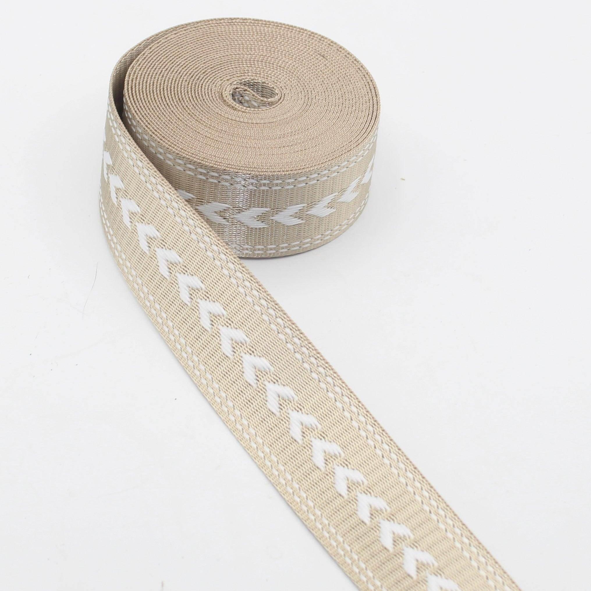 5 meters 38mm Polyester Shiny Webbing with Arrows #RUB3553 - ACCESSOIRES LEDUC BV
