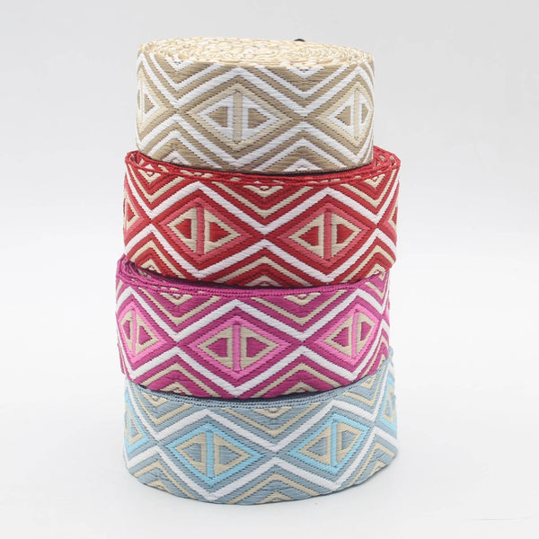 5 meters Ethnic Diamonds 38mm Webbing #RUB3564 - ACCESSOIRES LEDUC BV