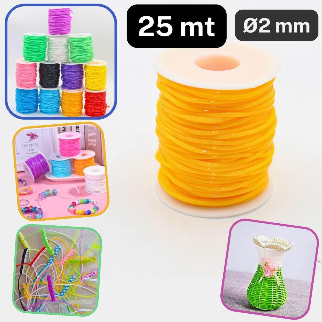 25 meters Round Plastic Cords 2mm Wide, PVC for Jewelry Making or DIY - Scoubidou - ACCESSOIRES LEDUC BV