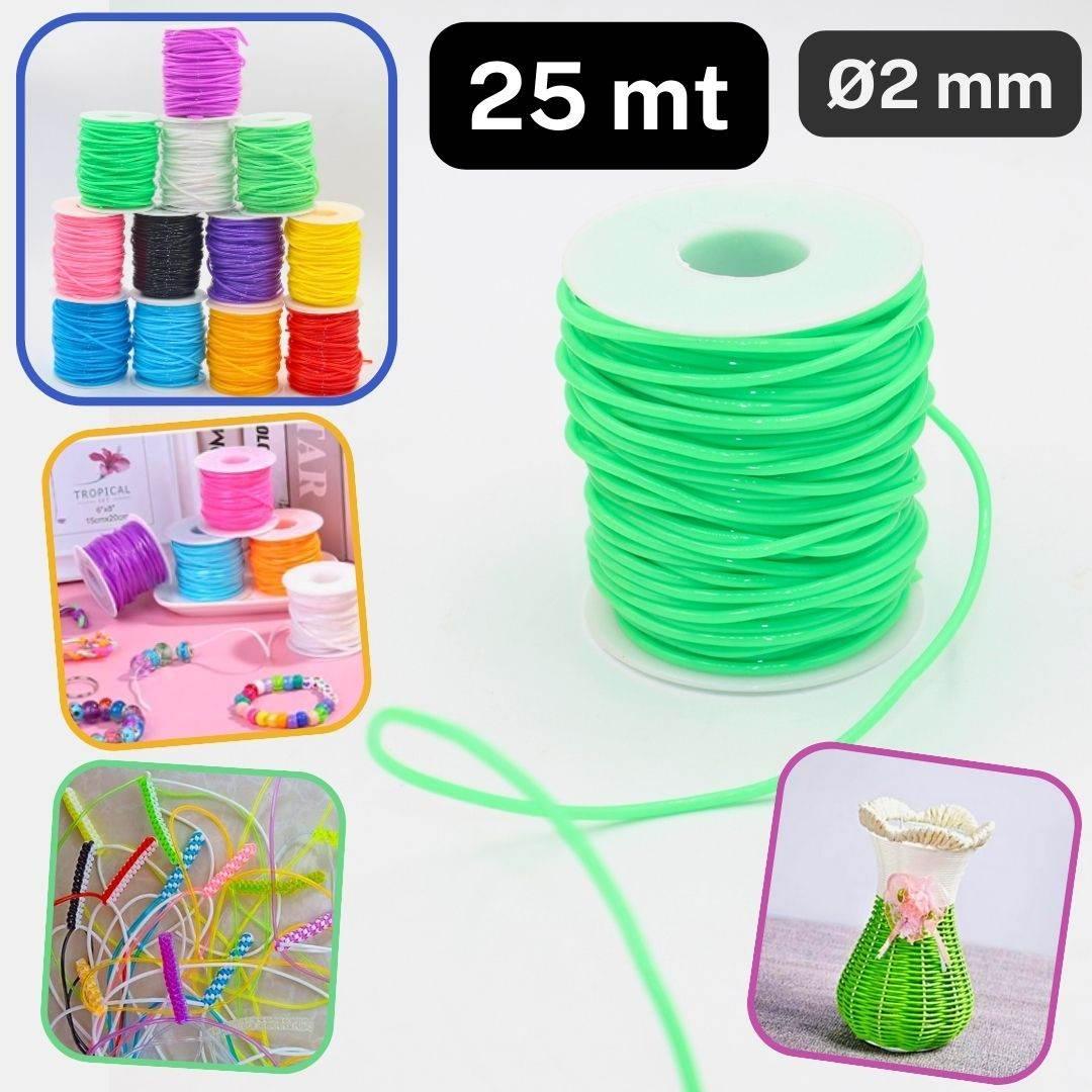 25 meters Round Plastic Cords 2mm Wide, PVC for Jewelry Making or DIY - Scoubidou - ACCESSOIRES LEDUC BV