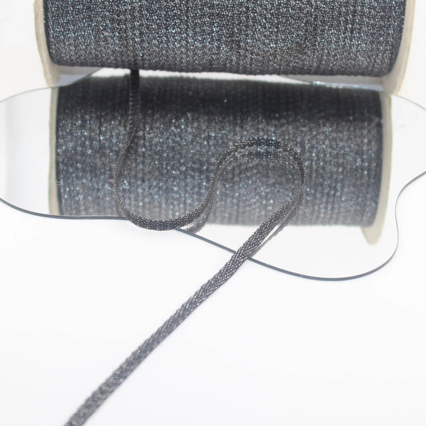 20 meters 5mm Black Cotton Herringbone tape with Silver Lurex - ACCESSOIRES LEDUC BV