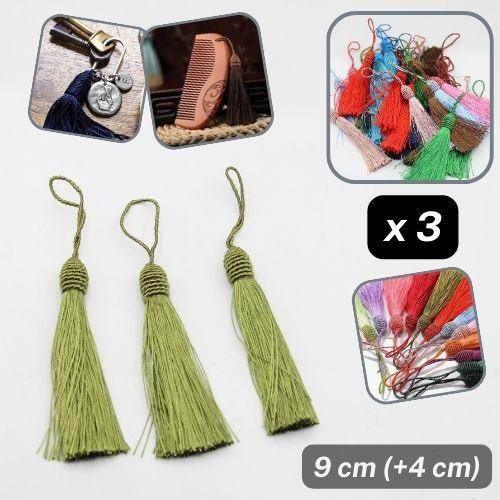 3 Tassels, Viscose, Total Heigth 9cm, Tassel heigth 4cm available in many Colours - ACCESSOIRES LEDUC BV