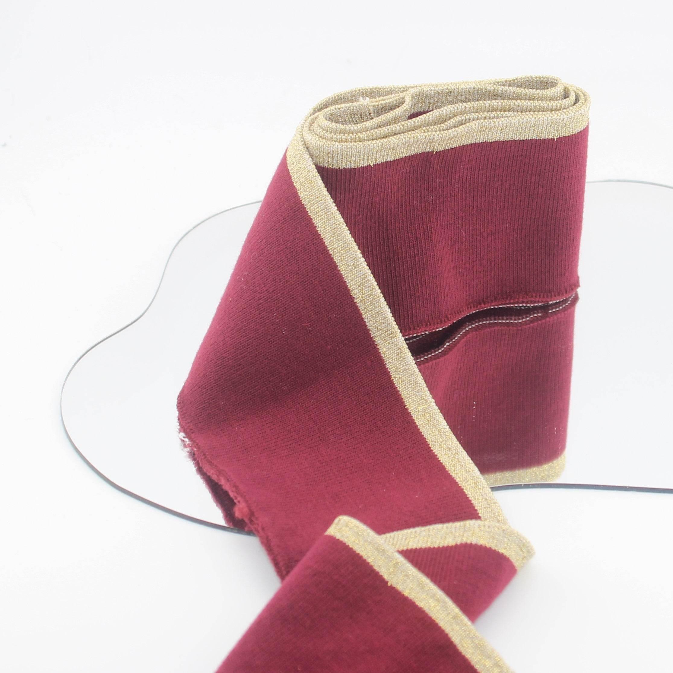 TIS1602 6cmx110cm Ribbing Bordeaux with Gold Line - ACCESSOIRES LEDUC BV