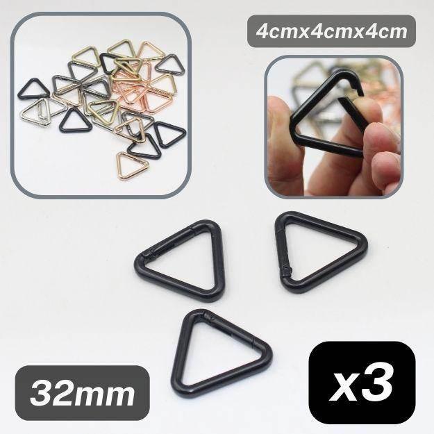 Set of 3 Metal Triangular Lobster Buckles size 32mm #BMEx062 - ACCESSOIRES LEDUC BV