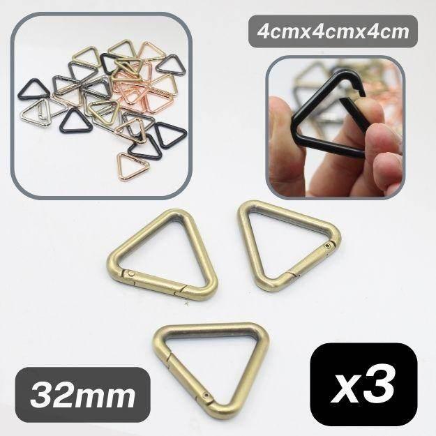 Set of 3 Metal Triangular Lobster Buckles size 32mm #BMEx062 - ACCESSOIRES LEDUC BV