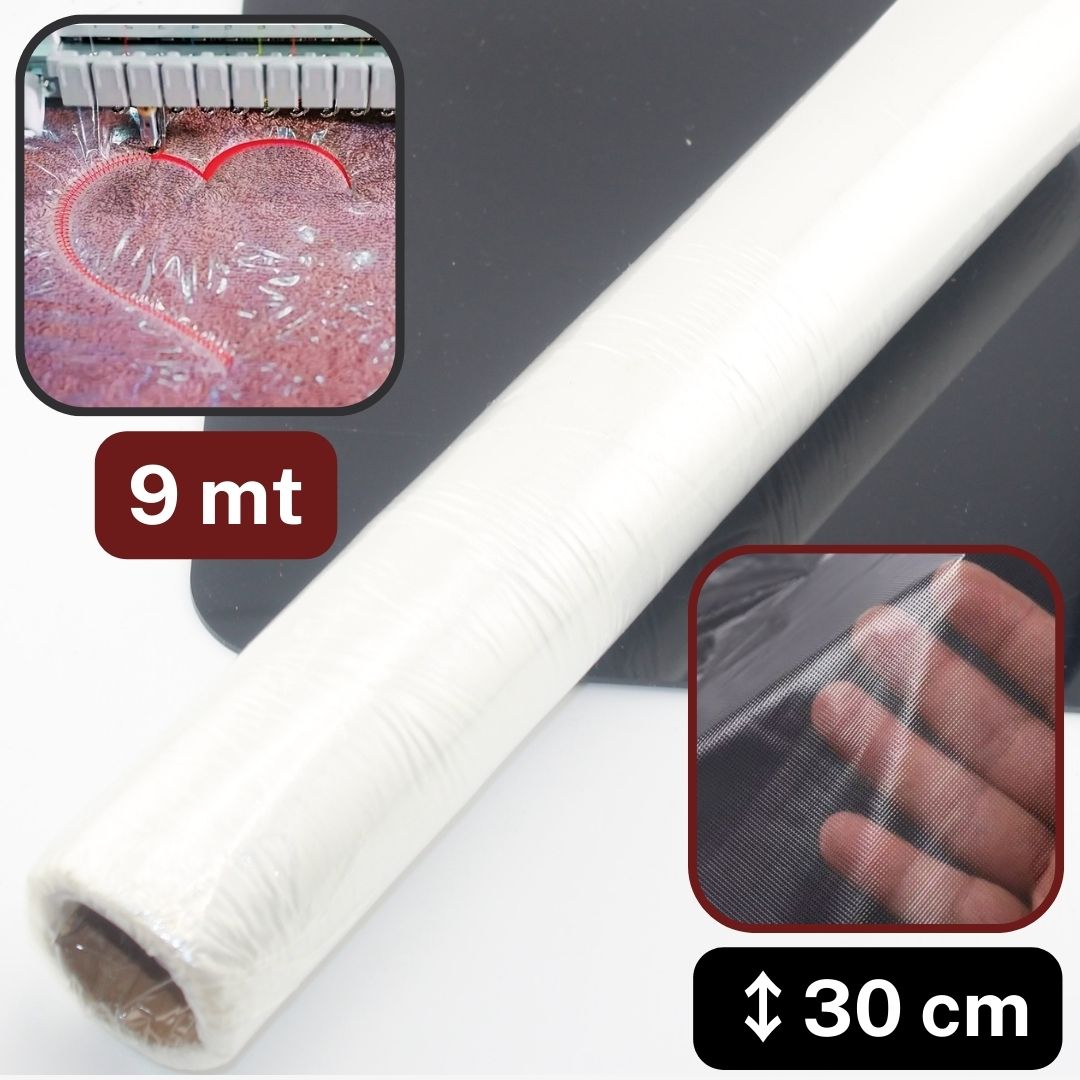 1 Roll of 9 Meters Embroidery Stabilizer Watersoluble, Width 30CM, Trasparent