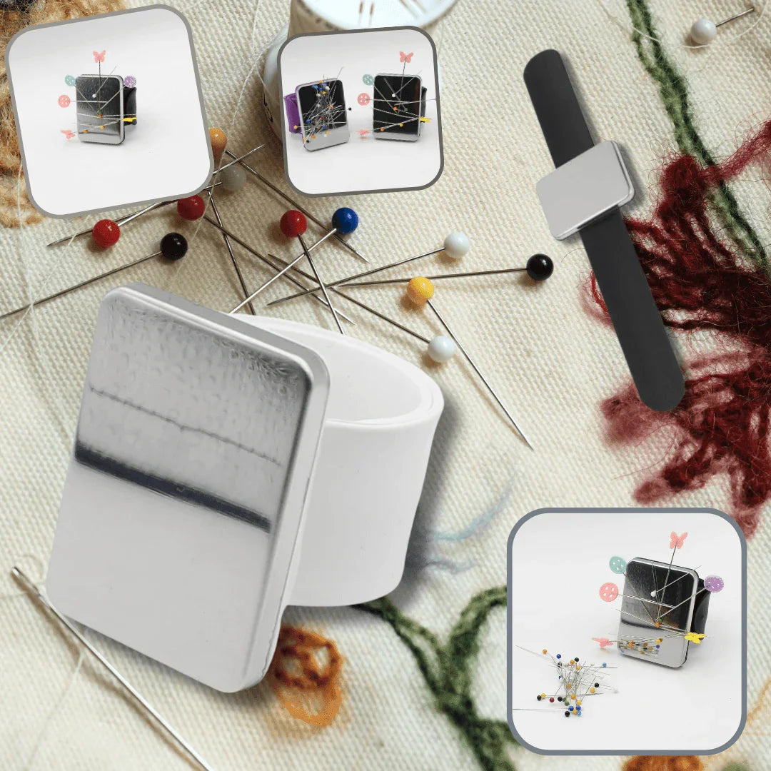 Multicolor Magnetic Bracelet, Sewing Pin Holder, Watchband Magnet, Pin Keeper, Wrist Pin Cushion, Sewing and Knitting Accessory - ACCESSOIRES LEDUC BV