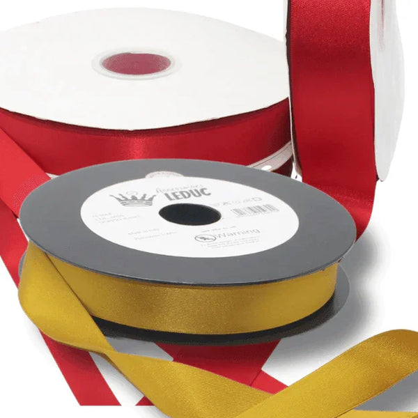 20 meters Italian Double Sided Satin Ribbon - Gold or Red - ACCESSOIRES LEDUC BV