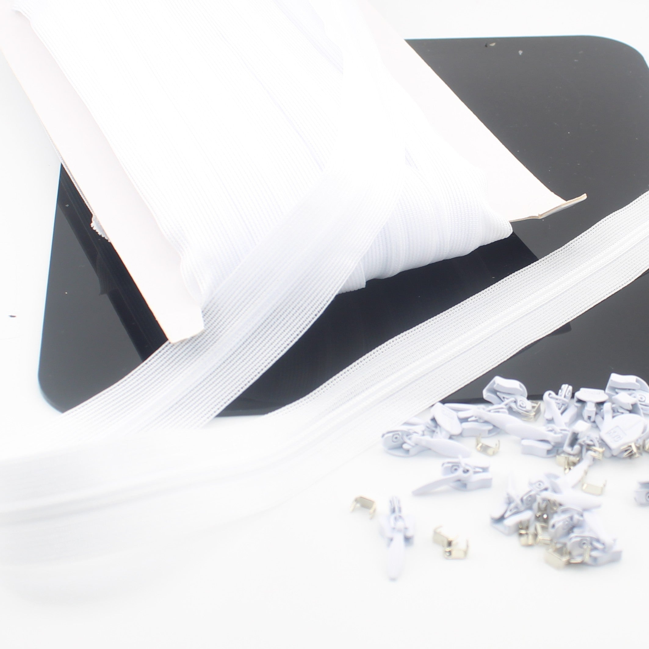 10 METER roll Invisible Zipper + 20 sliders + 20 stoppers - White Black Offwhite or Navy