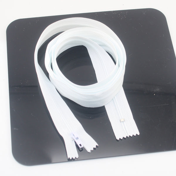 Extra-long ZIpper for Bed Linen and other use, 4mm Teeth, White, Metal or Plastic Glider, 135 or 155cm