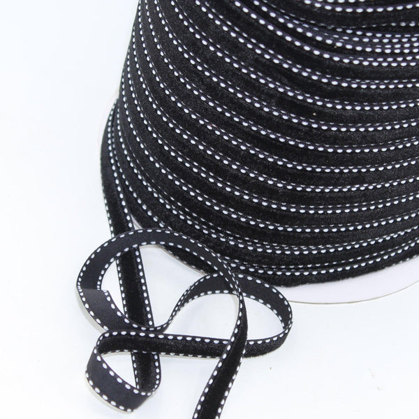 5 meters Stitched Velvet Ribbon 9 / 15 / 20mm #VEL1501 - ACCESSOIRES LEDUC