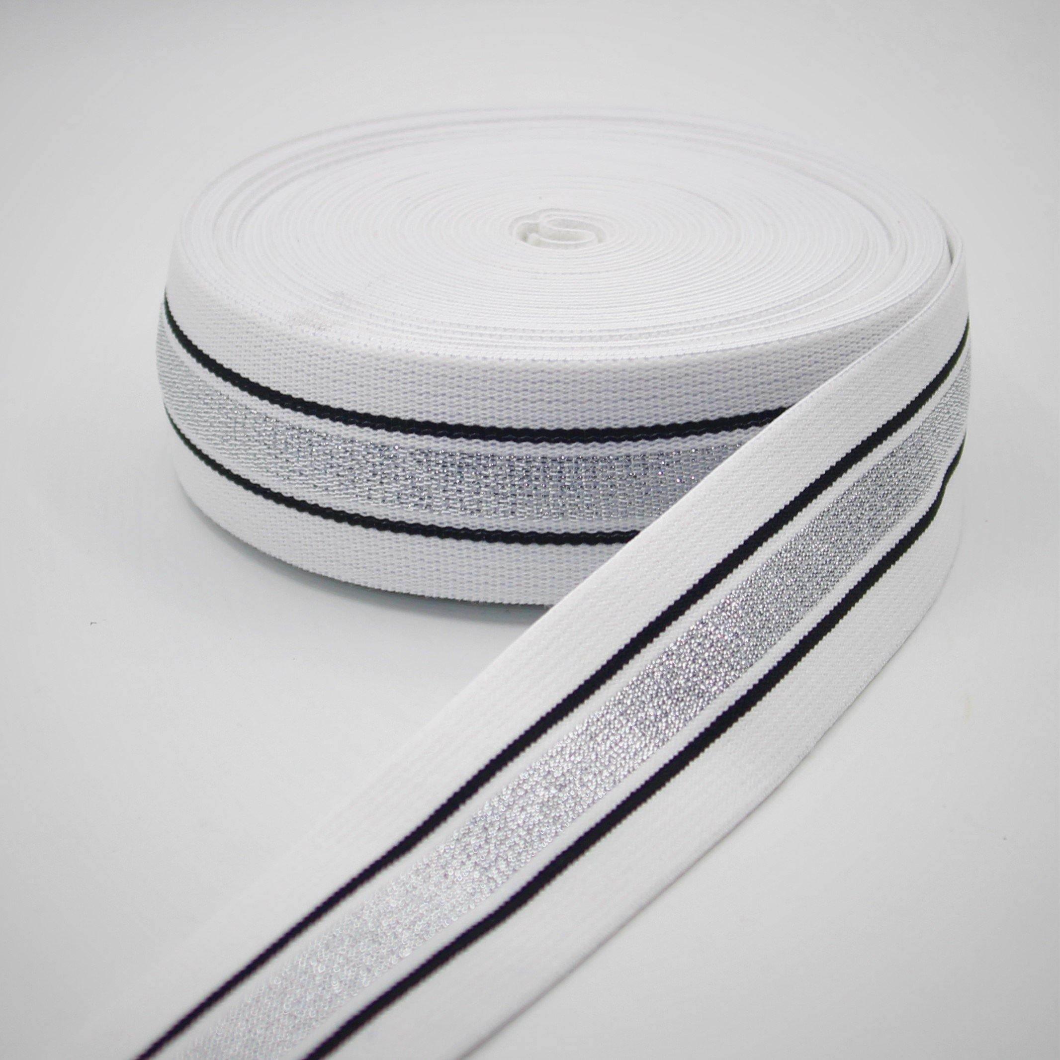 5 meters Striped Lurex Elastic 38mm #ELA1302 - ACCESSOIRES LEDUC BV