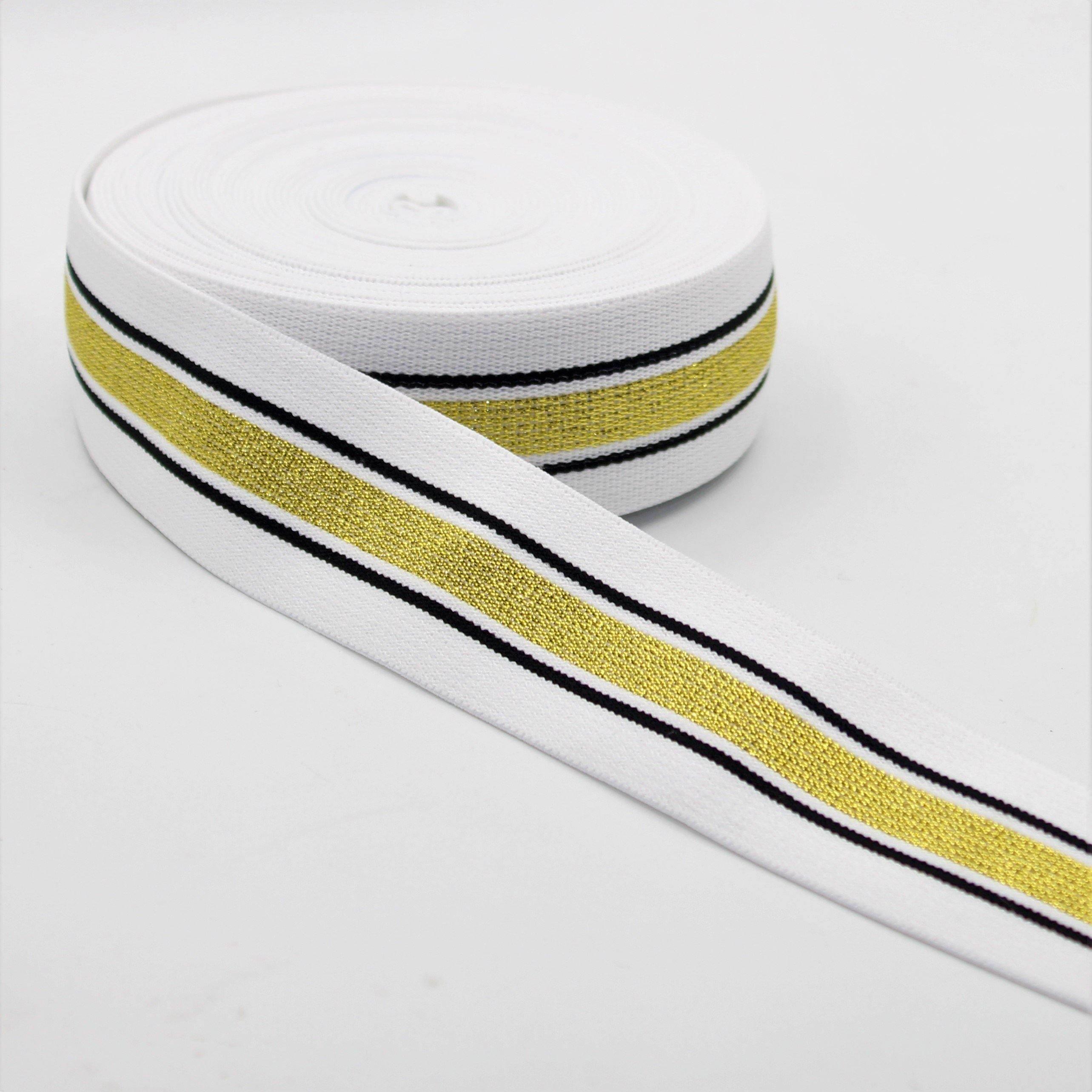 5 meters Striped Lurex Elastic 38mm #ELA1302 - ACCESSOIRES LEDUC BV