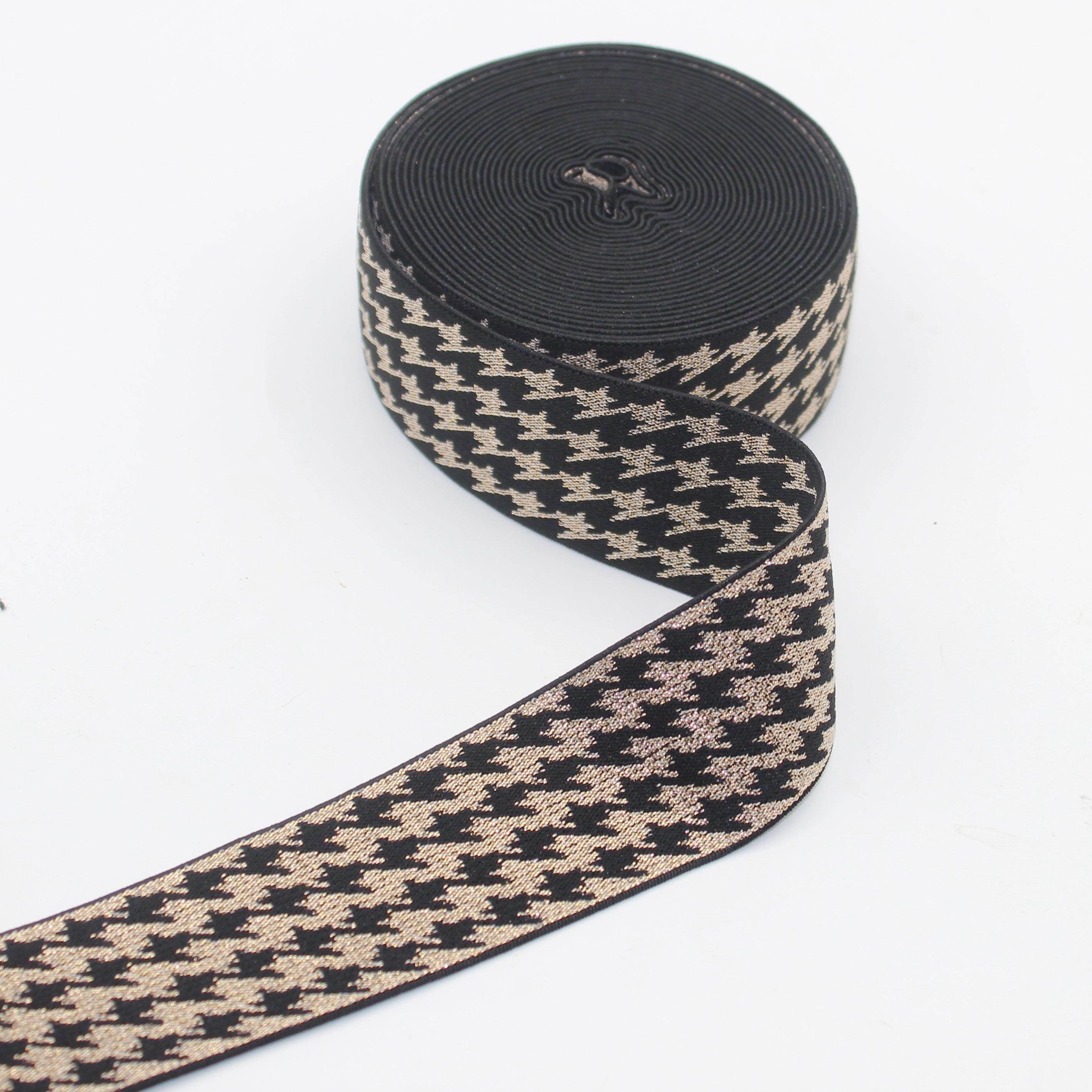 Black + Lurex Design Elastic 40mm #ELA3522 - ACCESSOIRES LEDUC BV