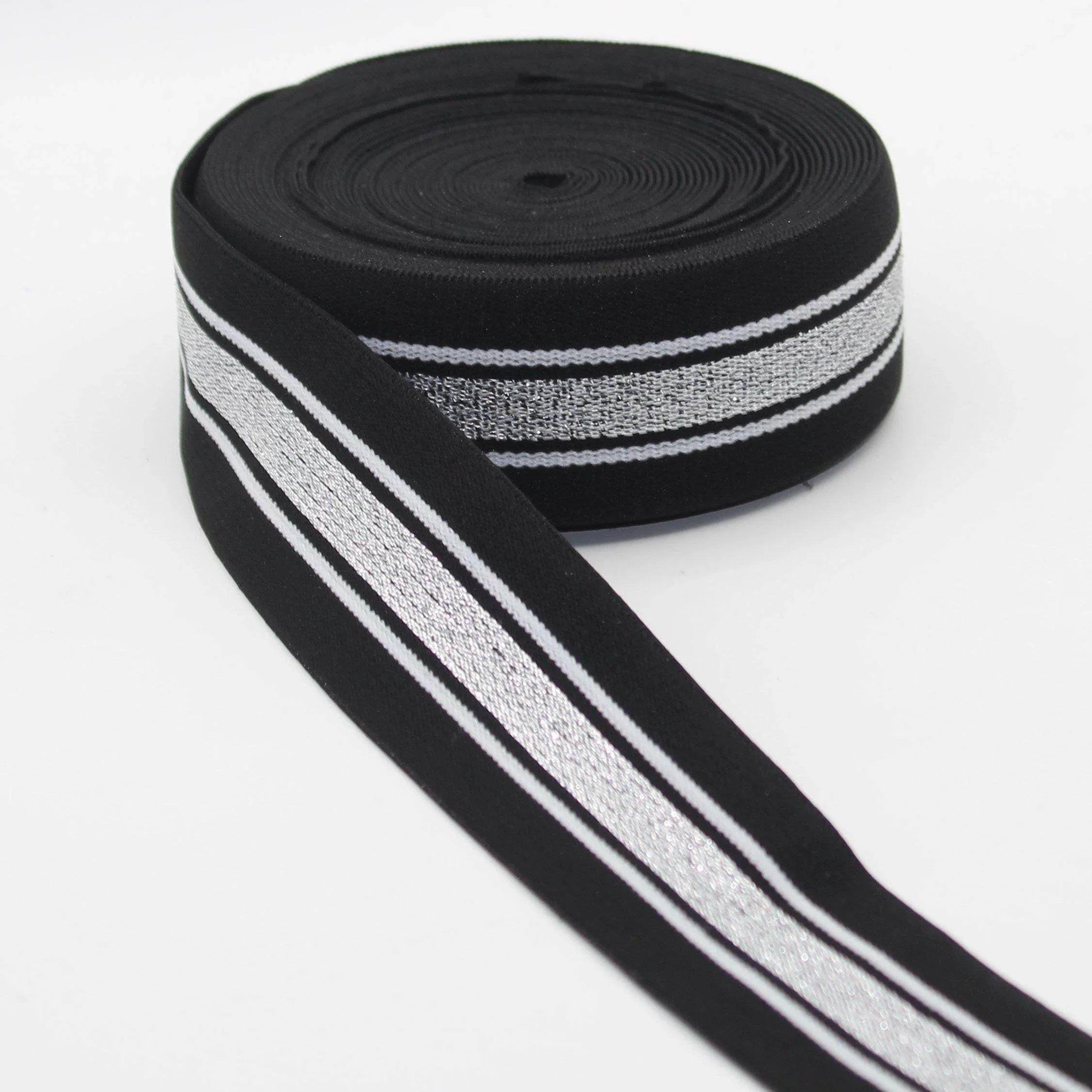 5 meters Striped Lurex Elastic 38mm #ELA1302 - ACCESSOIRES LEDUC BV