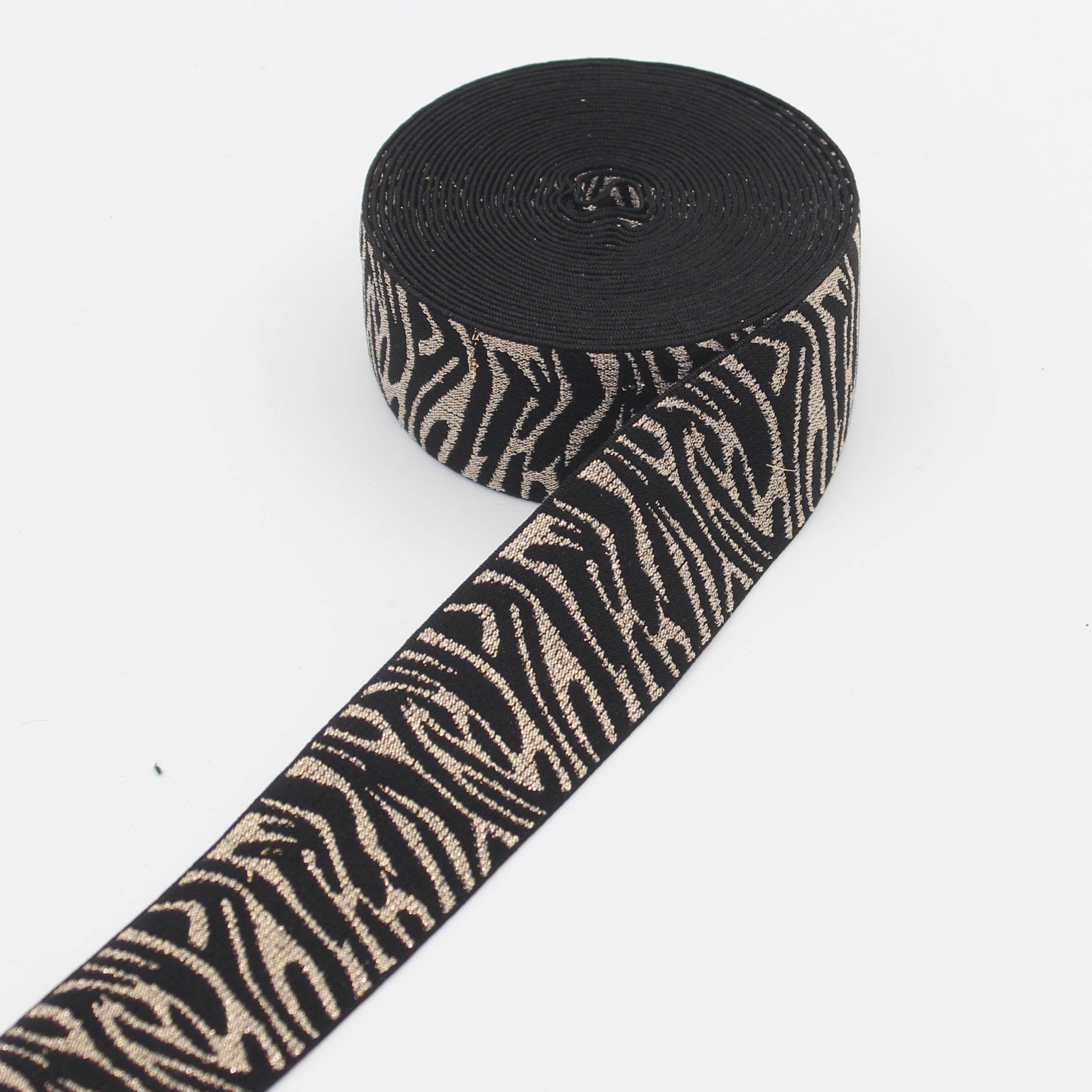 Black + Lurex Design Elastic 40mm #ELA3522 - ACCESSOIRES LEDUC BV