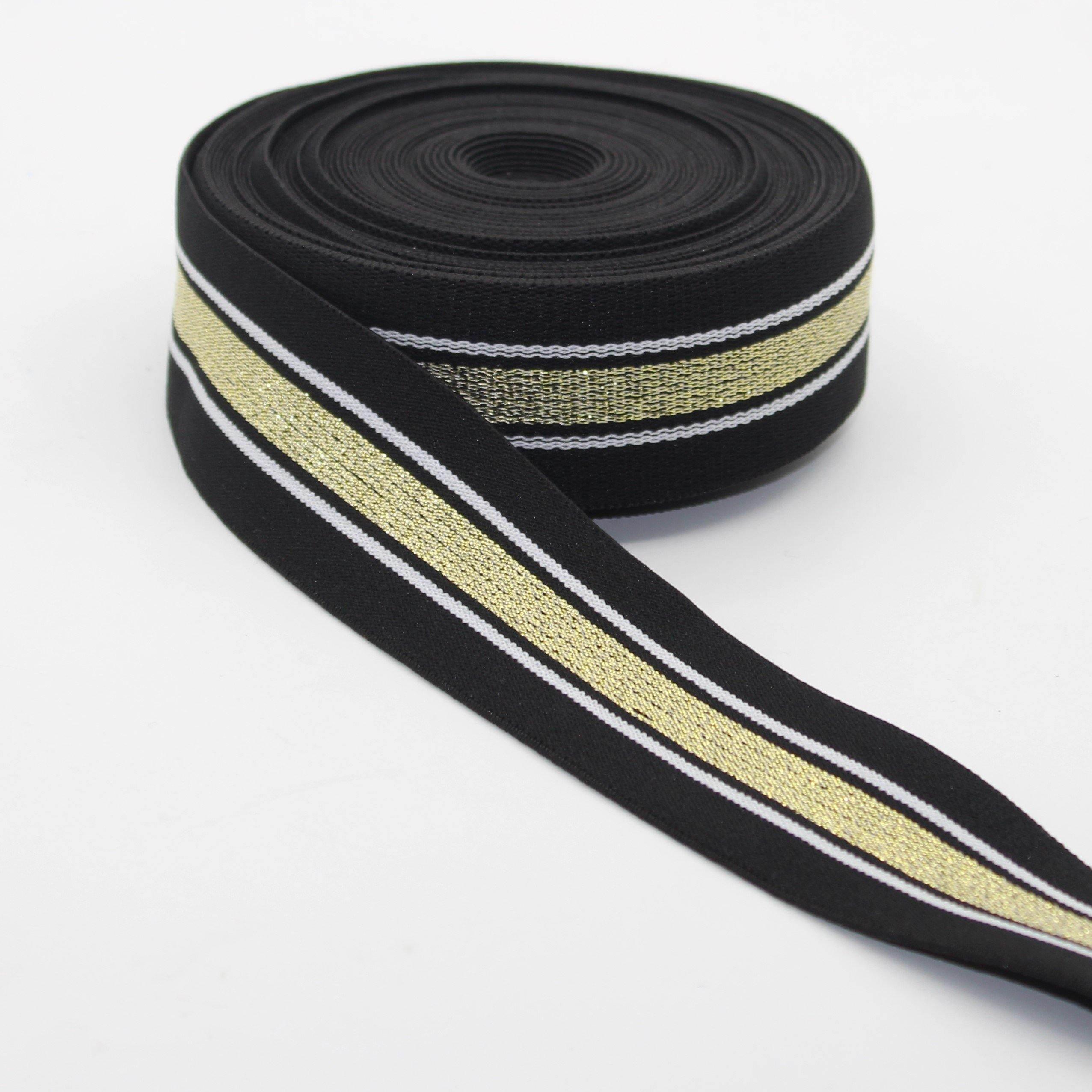 5 meters Striped Lurex Elastic 38mm #ELA1302 - ACCESSOIRES LEDUC BV