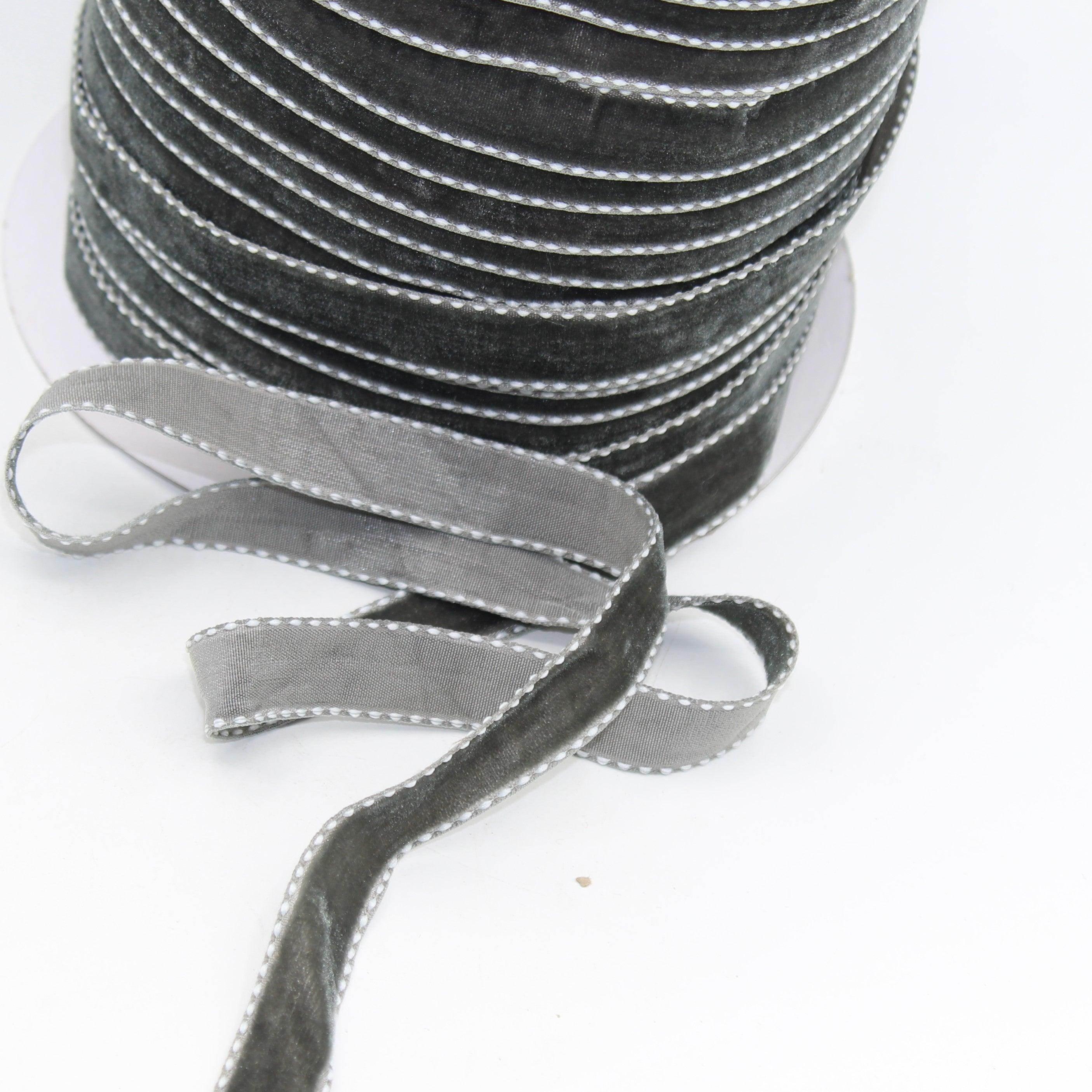 5 meters Stitched Velvet Ribbon 9 / 15 / 20mm #VEL1501 - ACCESSOIRES LEDUC BV