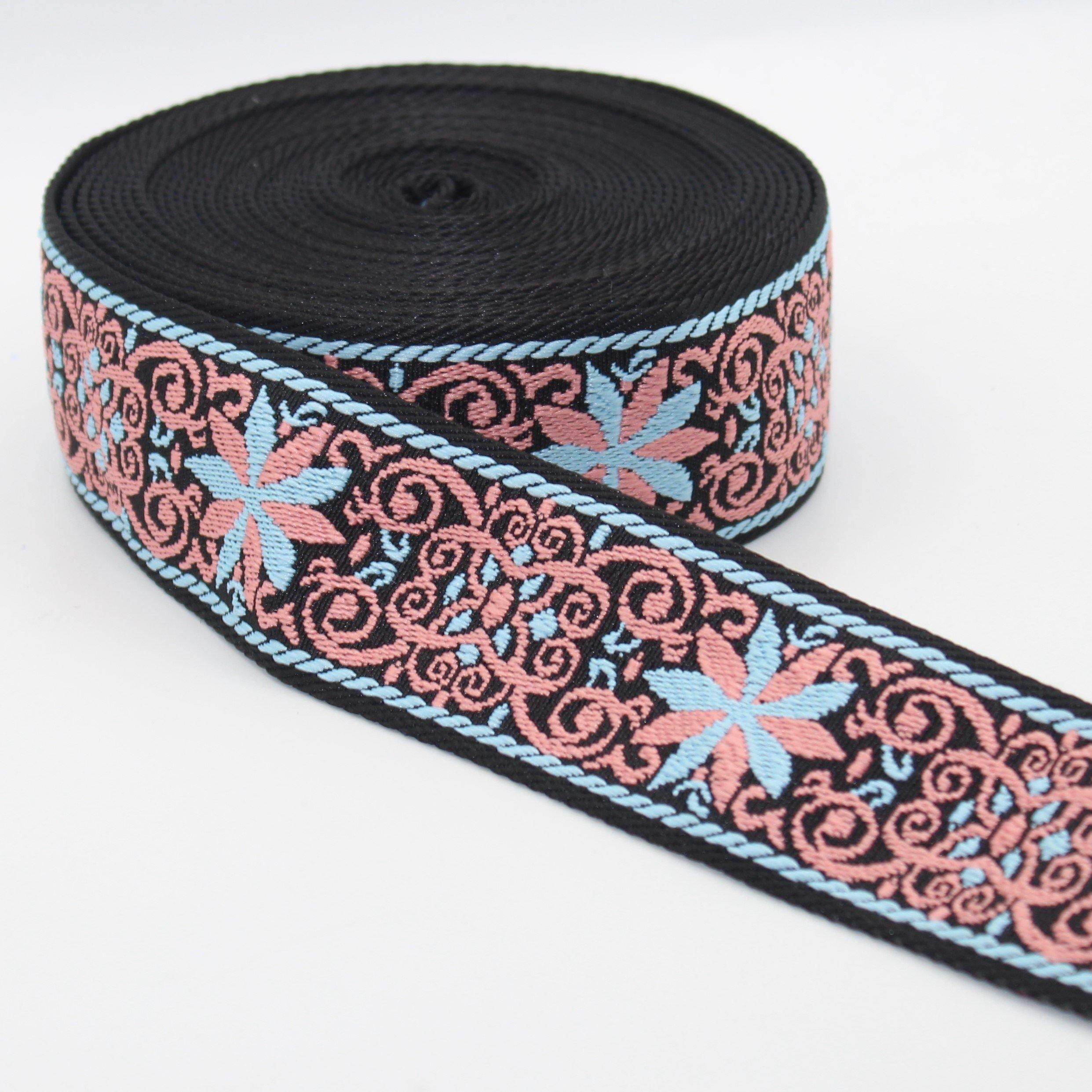 5 meters 50mm Floral Webbing #RUB1969 - ACCESSOIRES LEDUC BV