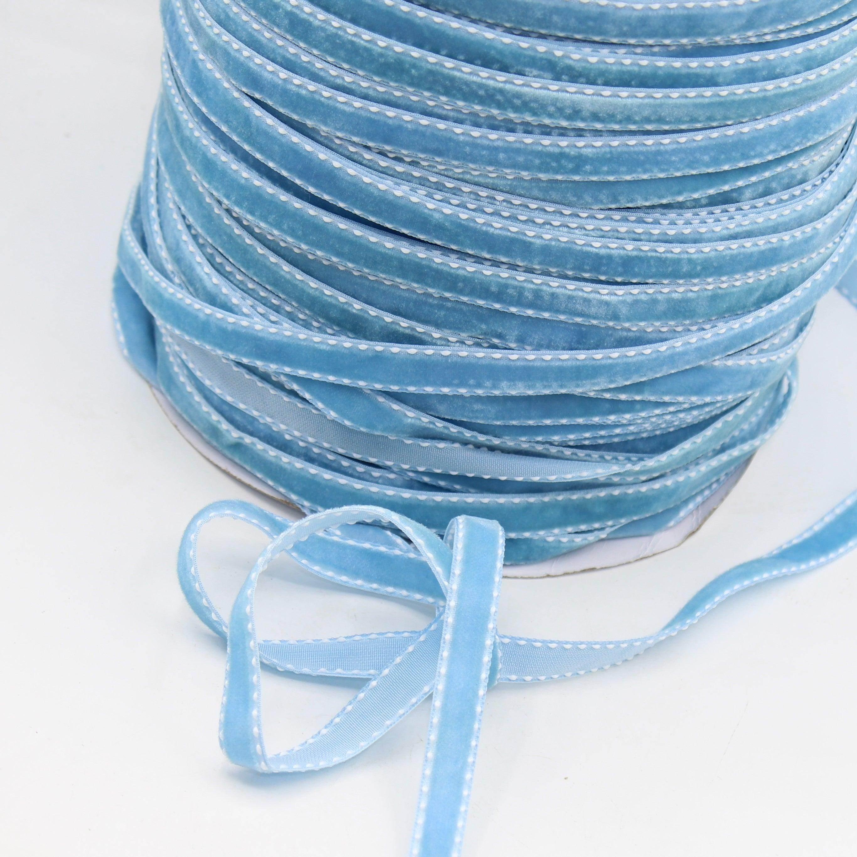 5 meters Stitched Velvet Ribbon 9 / 15 / 20mm #VEL1501 - ACCESSOIRES LEDUC BV