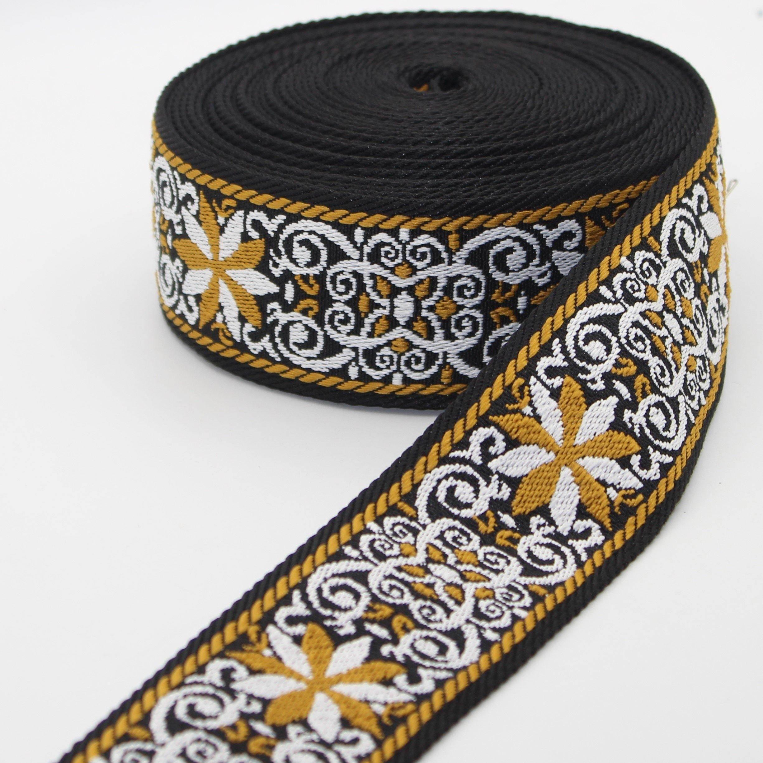 5 meters 50mm Floral Webbing #RUB1969 - ACCESSOIRES LEDUC BV