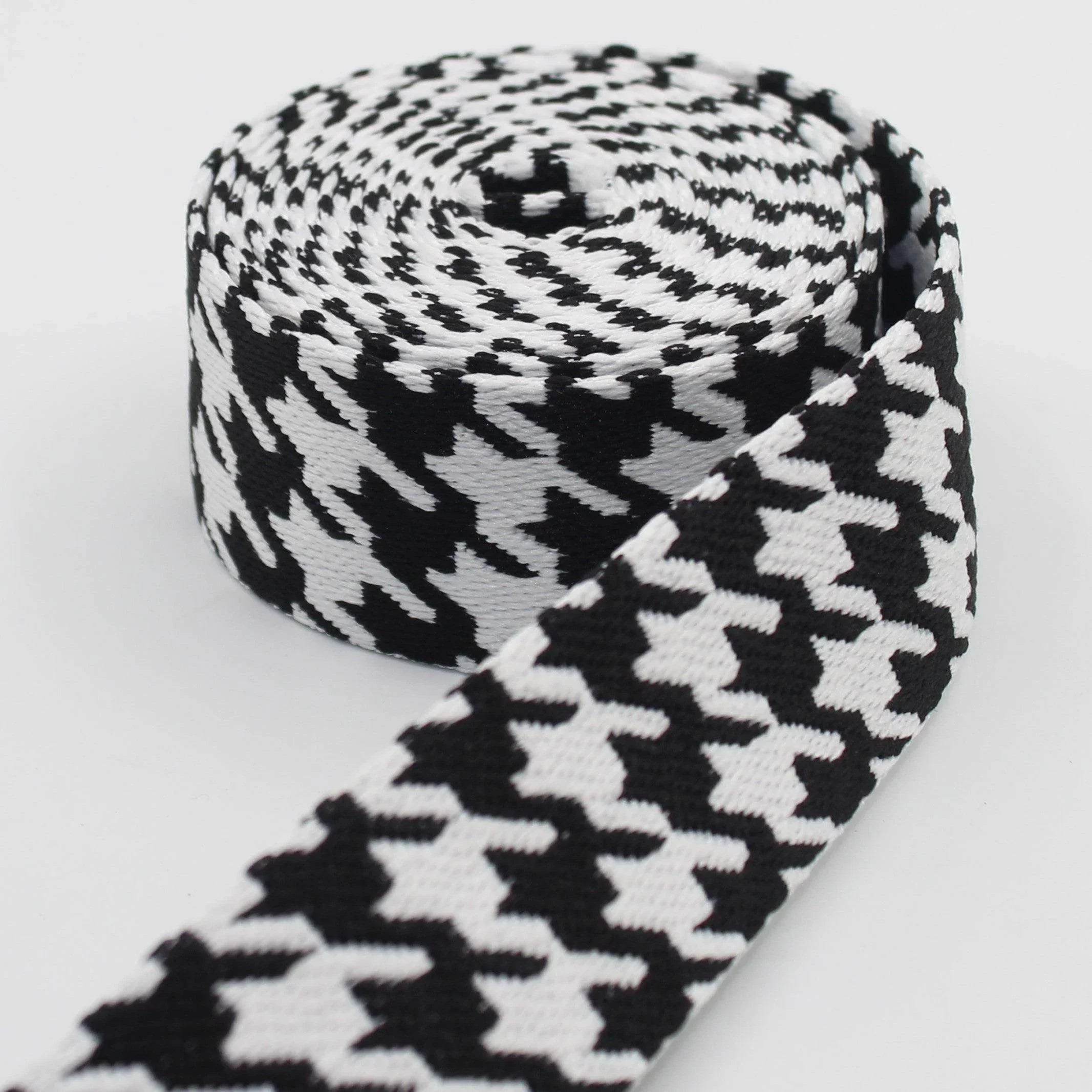 5 Meters Webbing with houndstooth Pattern 38mm #RUB3509 - ACCESSOIRES LEDUC BV