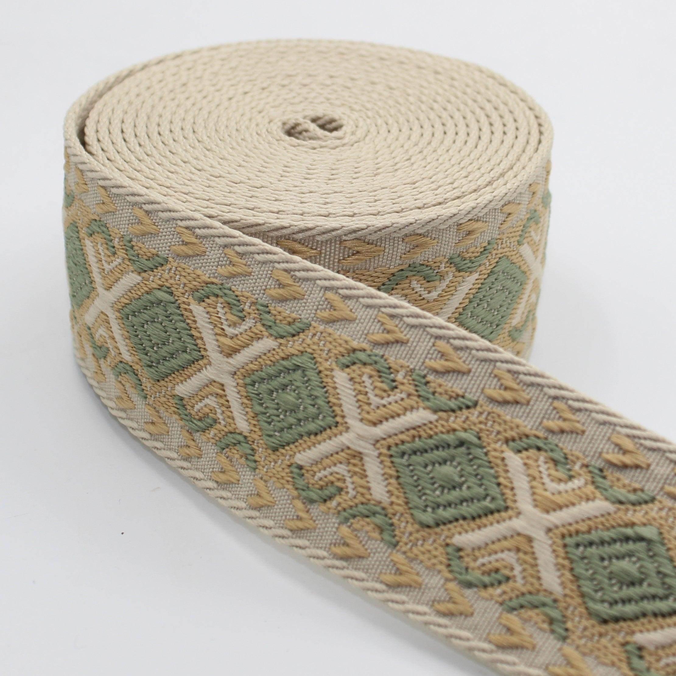 5 Meters of Webbing with ethnic Diamond Patterns 50mm #RUB3513 - ACCESSOIRES LEDUC BV