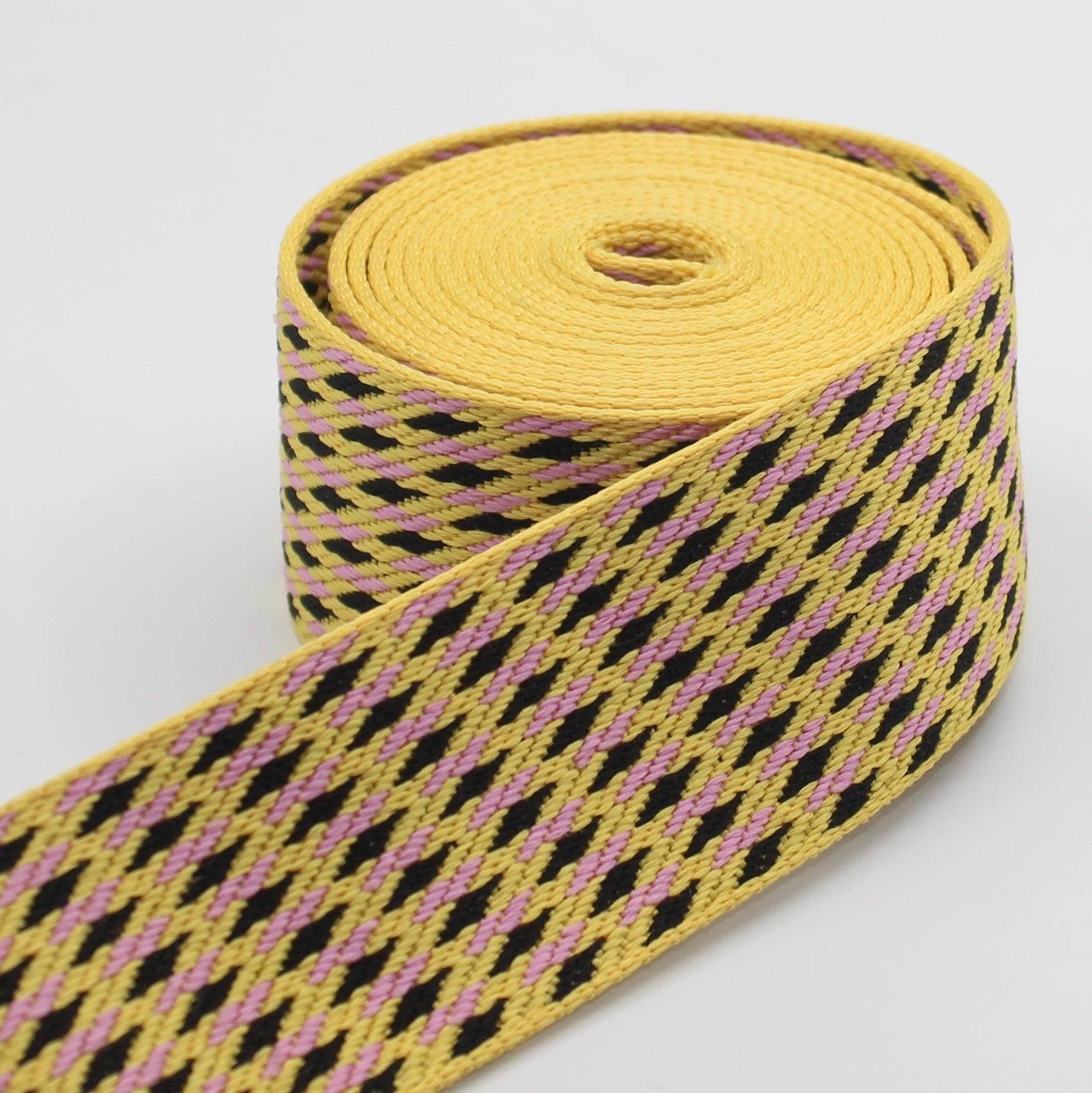5 meters Webbing with Multicolored Braided Patterns 50mm #RUB3518 - ACCESSOIRES LEDUC BV
