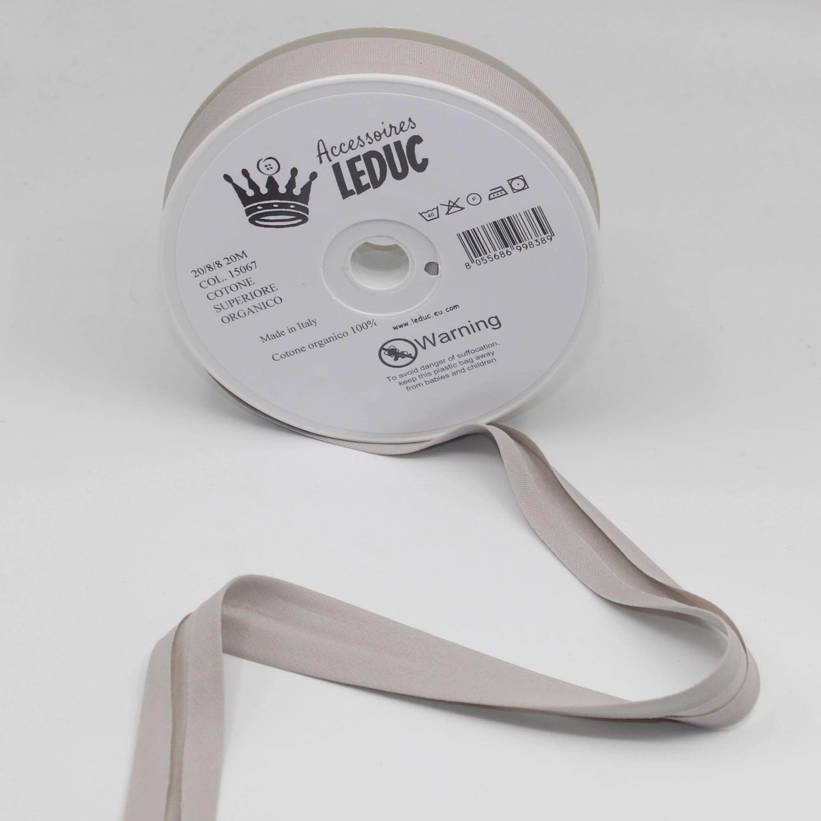 20mt 100% Organic Cotton Bias Binding 20mm (+8+8) - Bio - ACCESSOIRES LEDUC BV