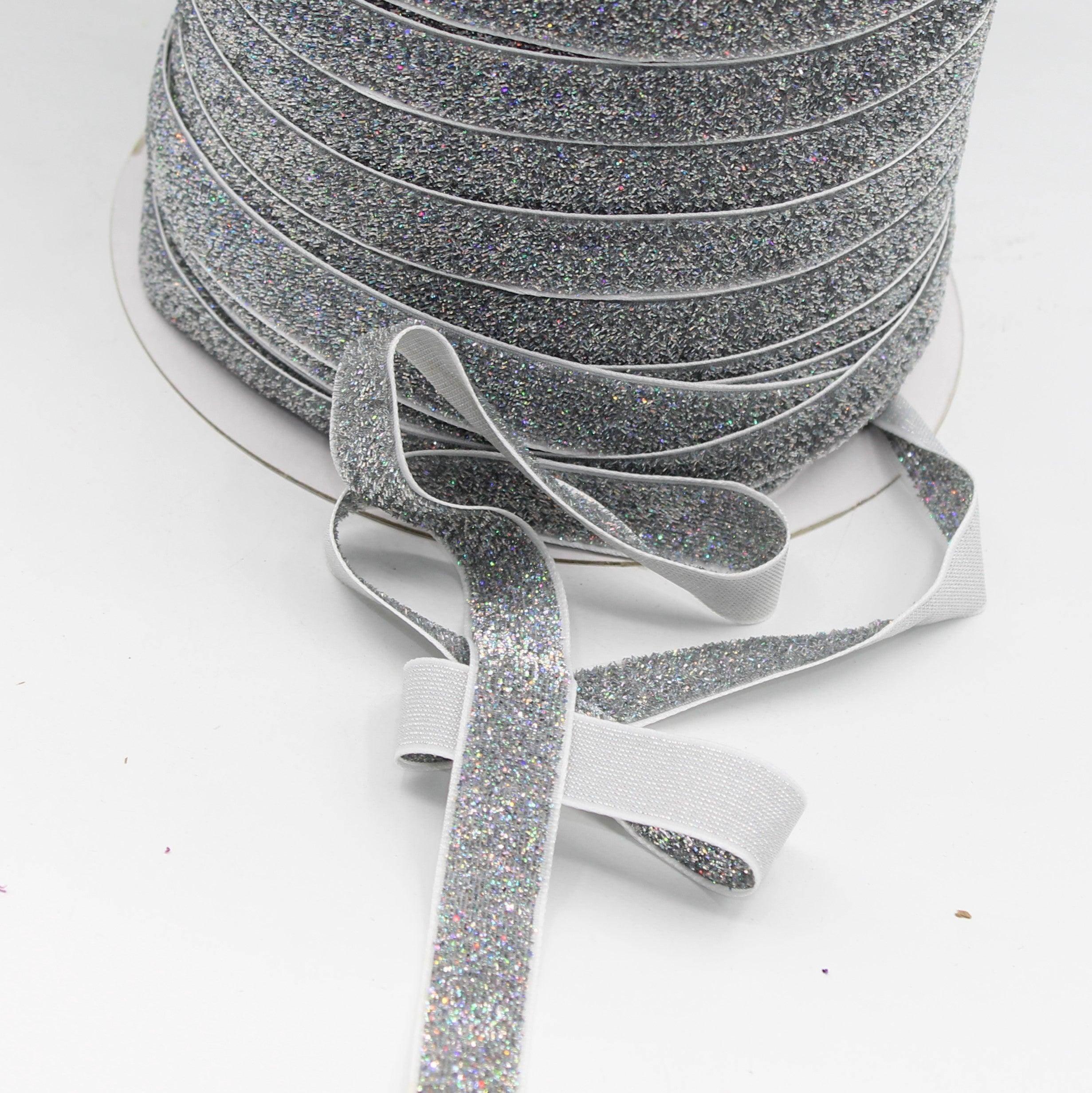 5 Meters 10 / 15 / 25mm Glitter Lurex Velvet Ribbons #VEL1502 - ACCESSOIRES LEDUC BV