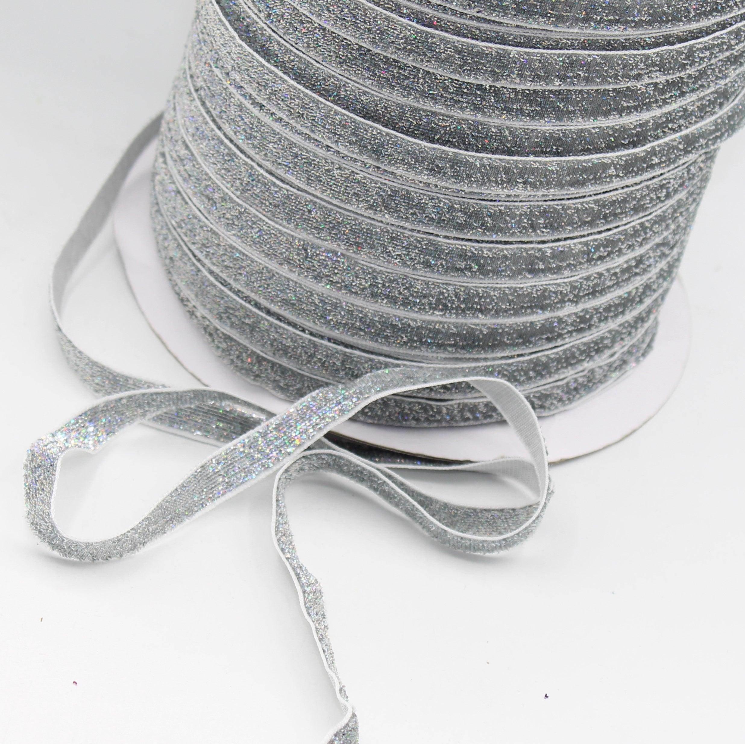 5 Meters 10 / 15 / 25mm Glitter Lurex Velvet Ribbons #VEL1502 - ACCESSOIRES LEDUC BV