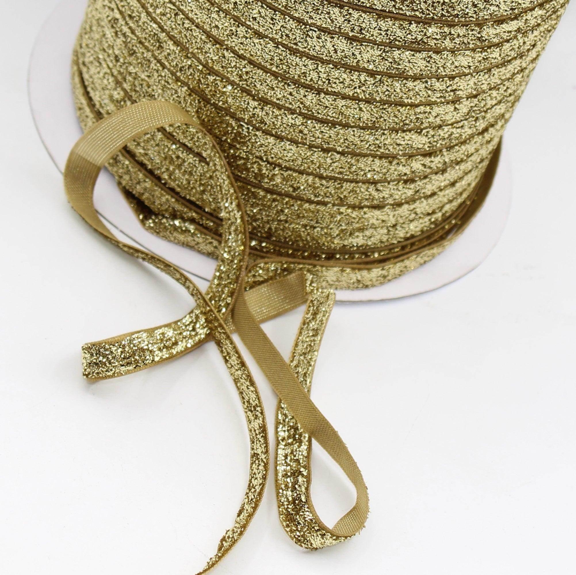 5 Meters 10 / 15 / 25mm Glitter Lurex Velvet Ribbons #VEL1502 - ACCESSOIRES LEDUC BV