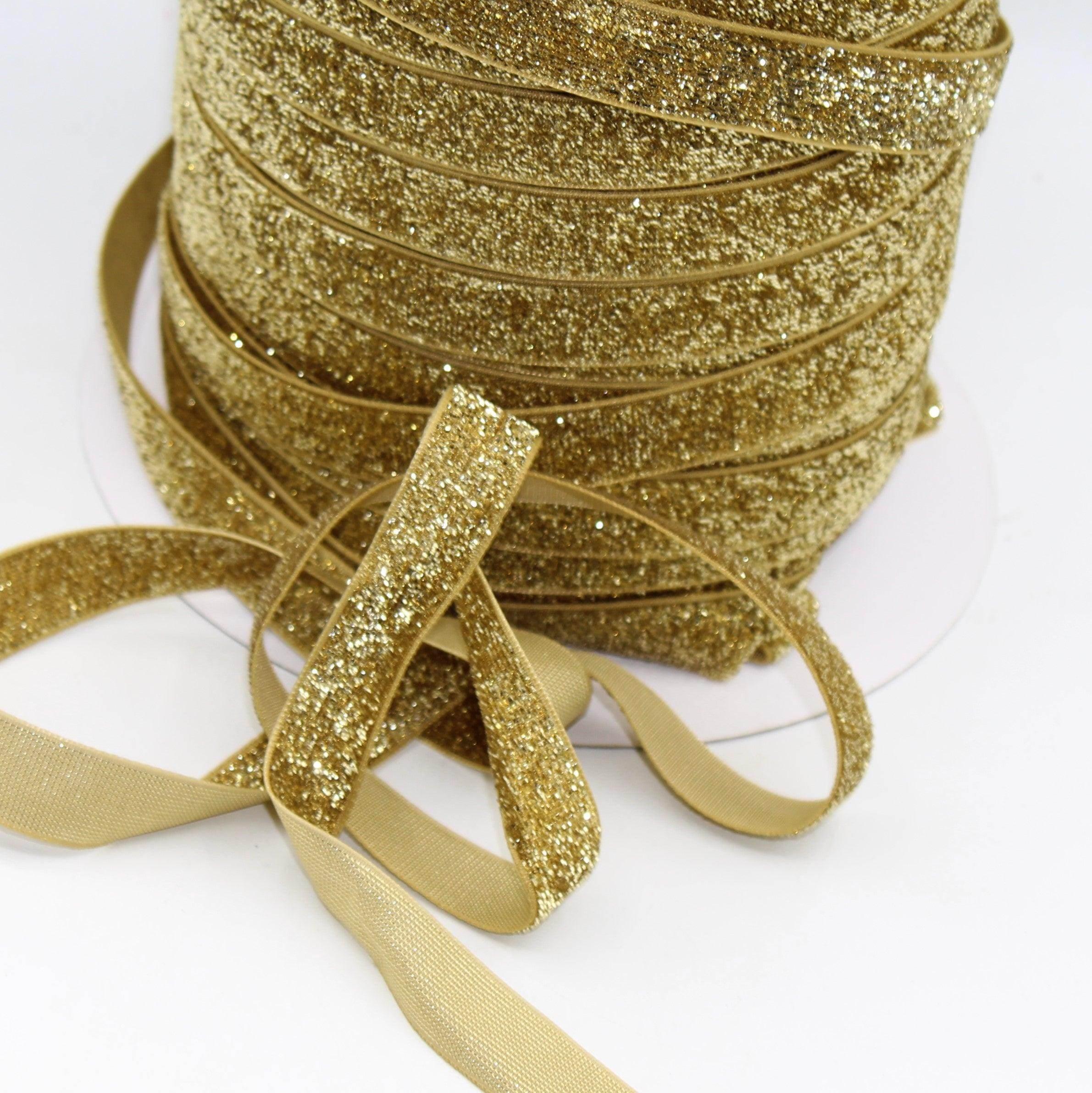 5 Meters 10 / 15 / 25mm Glitter Lurex Velvet Ribbons #VEL1502 - ACCESSOIRES LEDUC BV