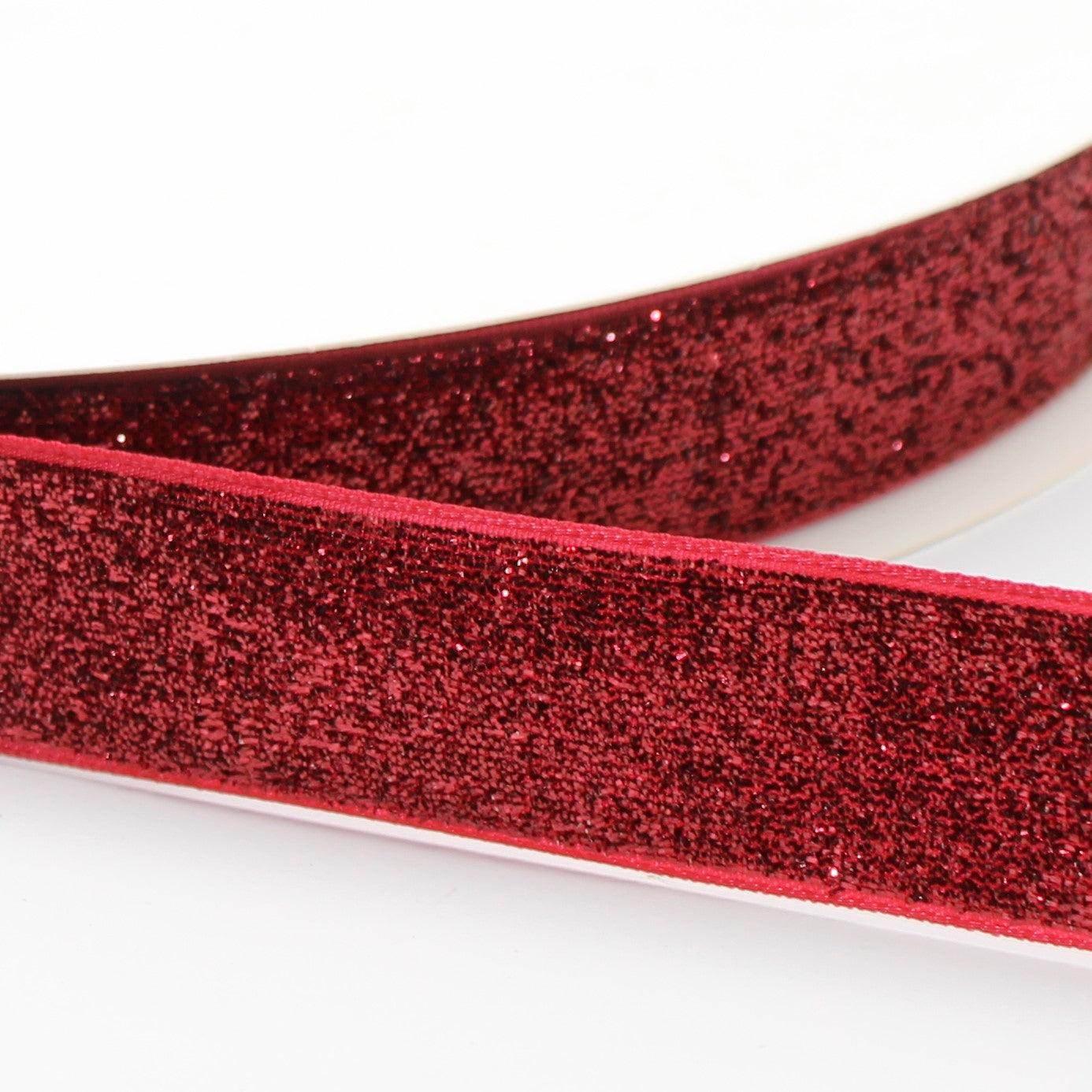 5 Meters 10 / 15 / 25mm Glitter Lurex Velvet Ribbons #VEL1502 - ACCESSOIRES LEDUC BV