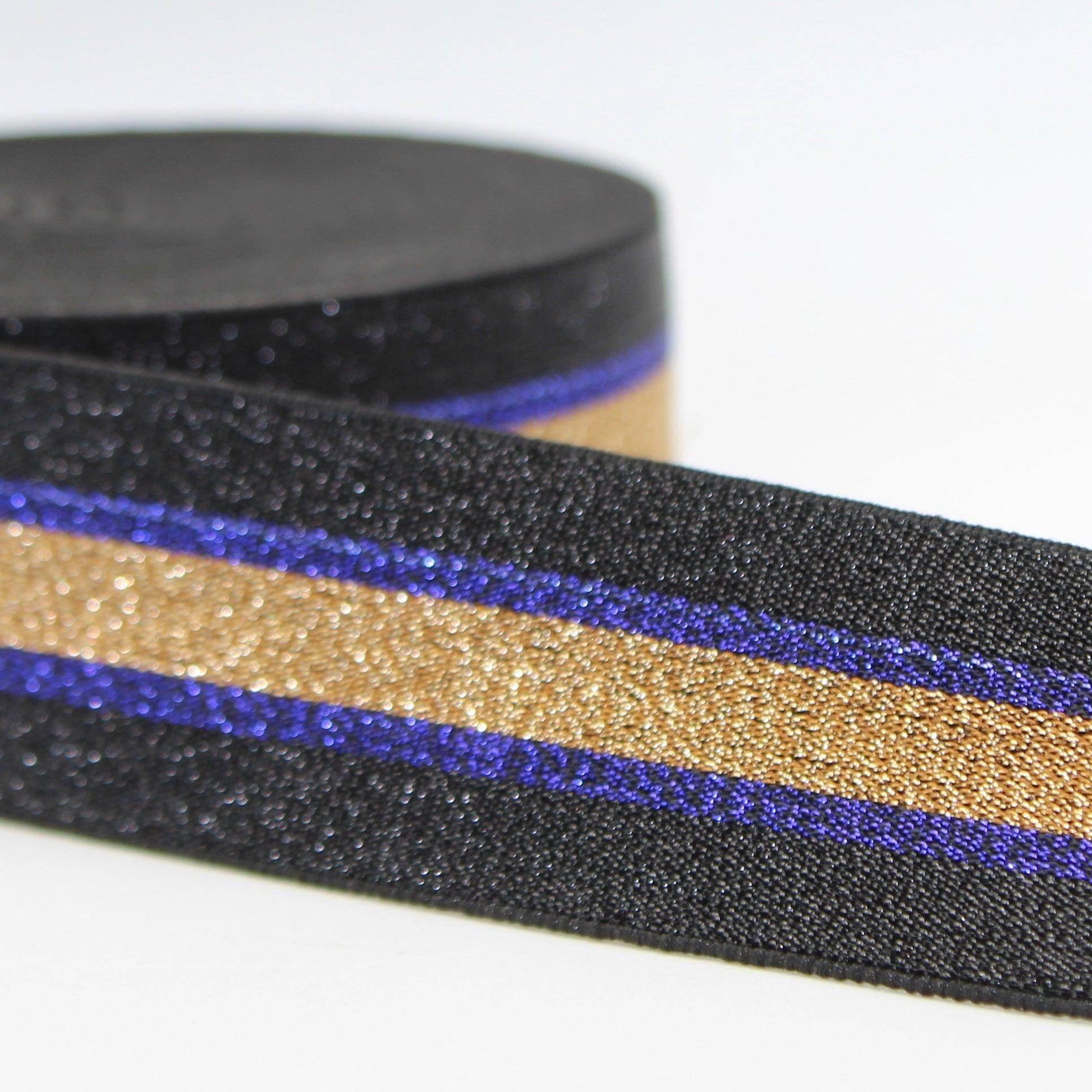 5 Meters - 40mm Multicolour Striped Lurex Elastic #ELA2067-#ELA2071 - ACCESSOIRES LEDUC BV