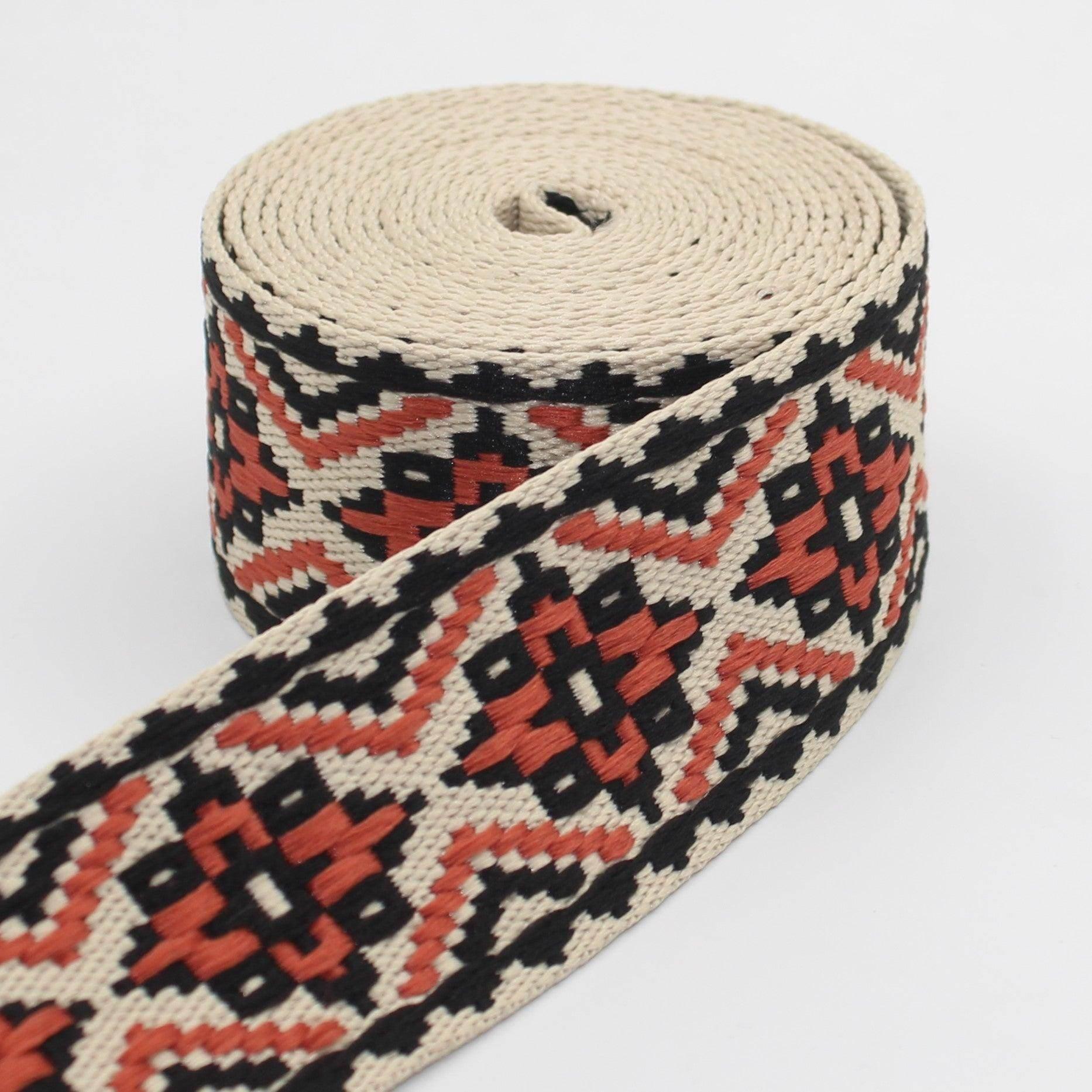 5 meters Webbing with Maya Geometric Pattern 50mm #RUB3512 - ACCESSOIRES LEDUC BV