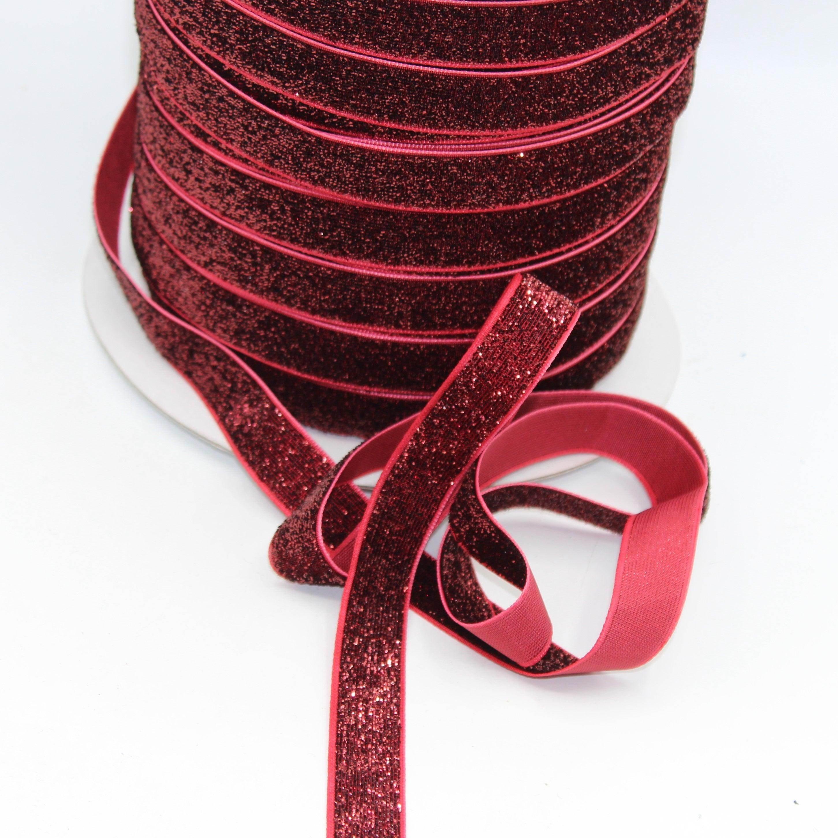 5 Meters 16mm Elastic Lurex Velvet Ribbon #VEL1504 - ACCESSOIRES LEDUC BV