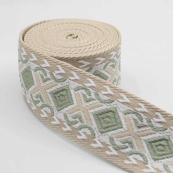 5 Meters of Webbing with ethnic Diamond Patterns 50mm #RUB3513 - ACCESSOIRES LEDUC BV