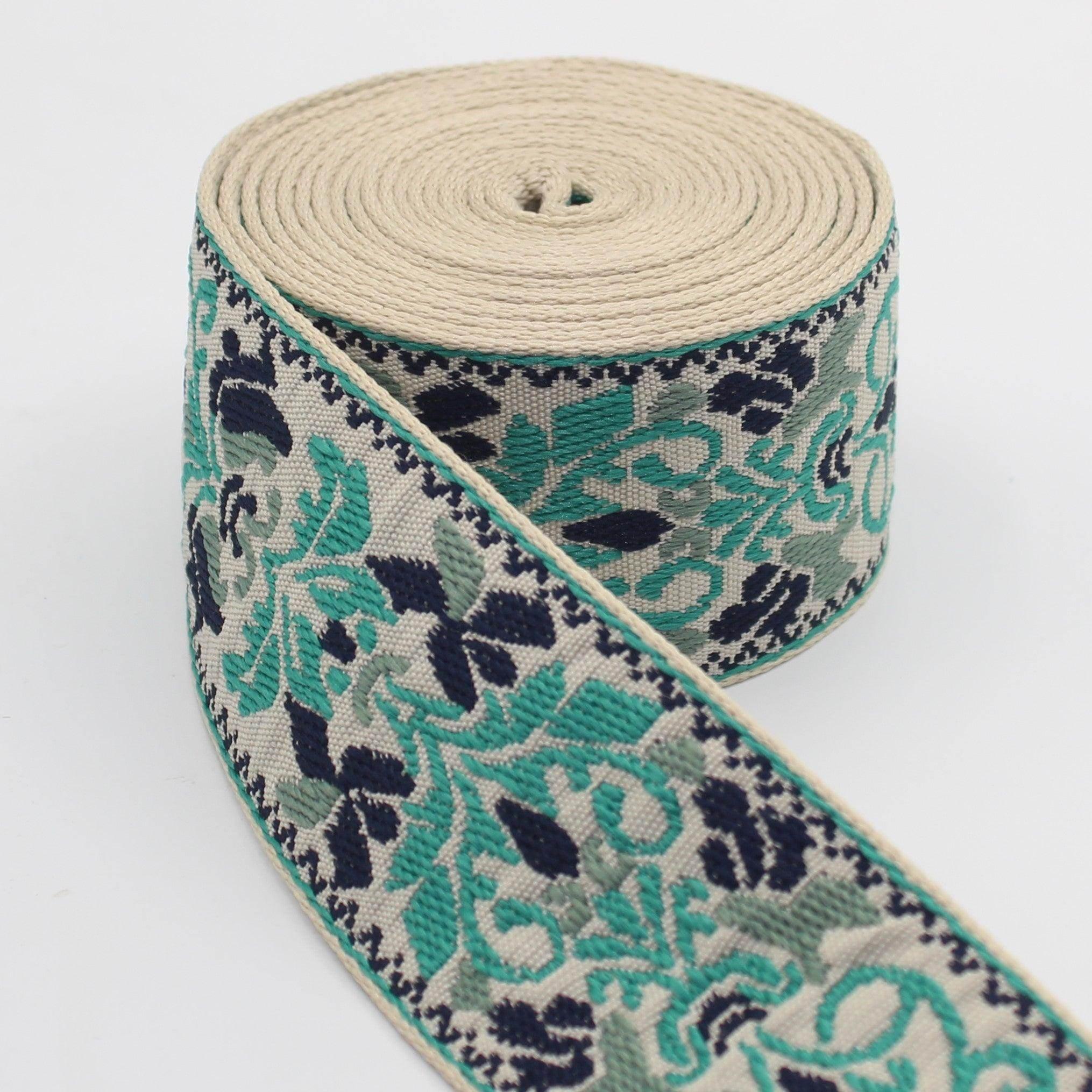 5 Meters Floral Webbing 50mm #RUB3511 - ACCESSOIRES LEDUC BV