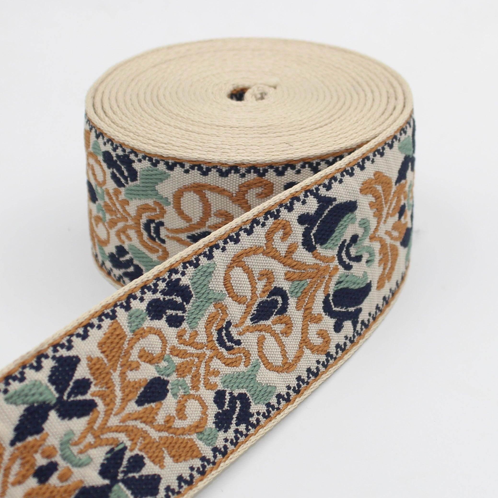 5 Meters Floral Webbing 50mm #RUB3511 - ACCESSOIRES LEDUC BV