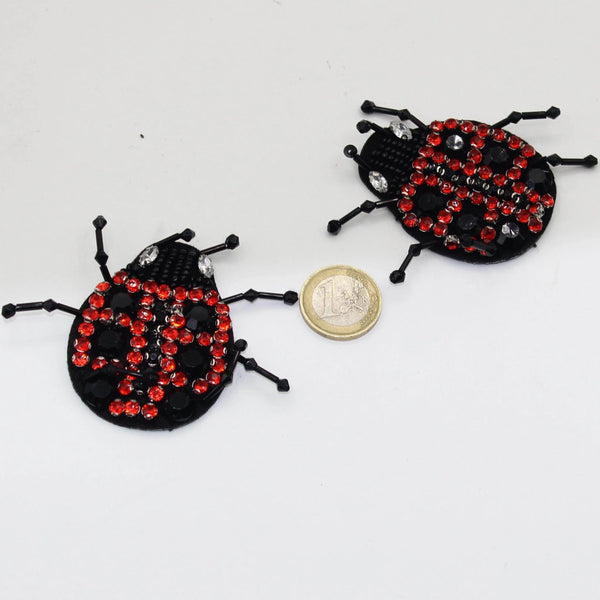 Set of 2 Lady Bug Patches with Strass Hotfix 6*4cm - ACCESSOIRES LEDUC BV